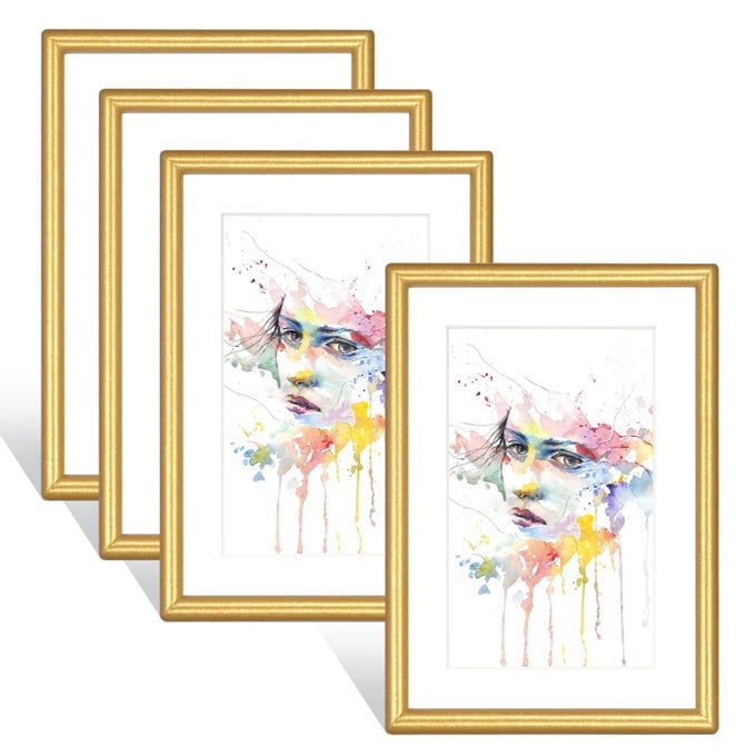 PICTURE FRAMES DISPLAY PHOTOS 4X6 WITH MAT OR 5X7 WITHOUT MAT IT CAN BE HUNG ON THE WALL OR PLACED ON ANY OTHER DESKTOP FOR HOME DECORATION OR GIFT THE BLACK CLASSIC COLLECTION GOLD 5X7