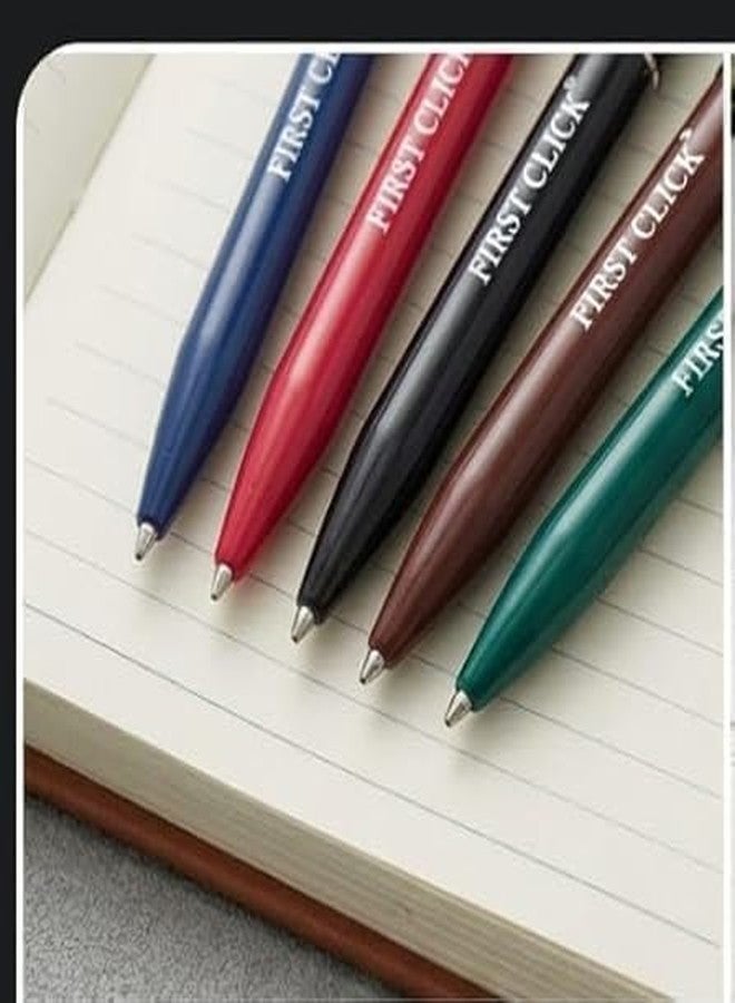 FIRST CLICK Jottek Feathersoft Retractble 5 Pen 10 Refill, Set of Pens and Refills Assorted Colours Blue Writings Waterproof Ink Fully Gripped Click Ball Pens - Image 4
