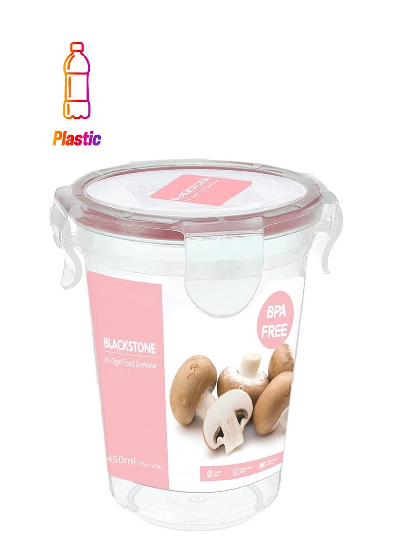BLACKSTONE 450ML Clear Plastic Food Container Round with Air Tight Lid for Kitchen Pantry Organization Meal Prep Portion Control and Travel Storage - Image 1