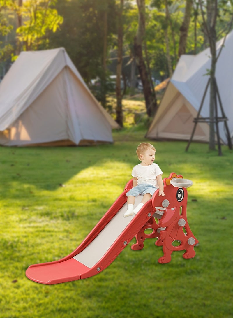 ما بيبي زحليقة أطفال قابلة للطي، زحليقة ترفيهية مستقلة، سهلة التجميع، مجموعة ألعاب تسلق للأطفال مناسبة للترفيه الداخلي والخارجي للأطفال مع حامل كرة السلة - Image 3