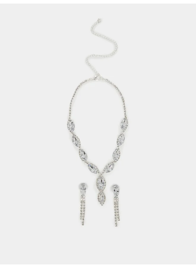 Styli Styli Set of 2 - Embellished Faux Crystal Necklace and Earrings