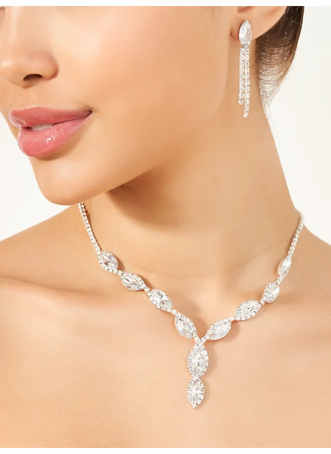 Styli Styli Set of 2 - Embellished Faux Crystal Necklace and Earrings