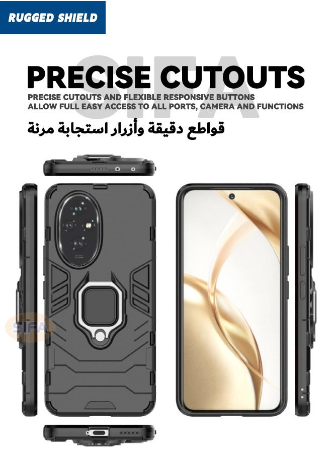 RUGGED SHIELD Honor 200 5G Case, Built-in 360° Rotate Ring Kickstand, Military Grade Shockproof Case, Heavy Duty Shockproof Protective Case Cover for Honor 200 5G 6.7 inch, Black  - Image 5