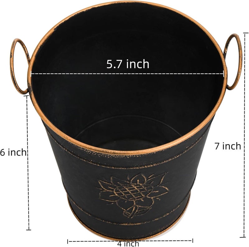 AVLA 3 Pack Galvanized Bucket, Rustic Farmhouse Metal Flower Vase, Vintage Plant Pot, Decorative Tin Pails with Handles for Wedding Decorations, Centerpieces, Home Decor, Garden Planter, 5.7 Inch - Image 2