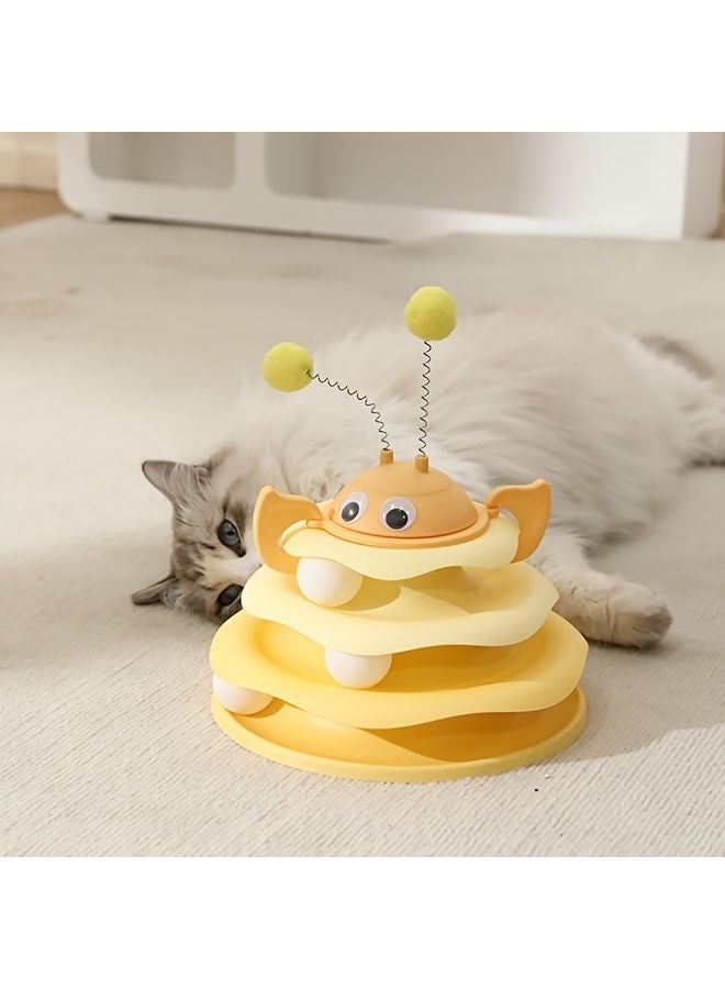 MOWKIT Bee Amusement Disc Ice Cream Cat Teasing Device, a Self-Entertaining Toy for Cats (Accessories Include Ears of Varying Lengths, Ears Are Sent Randomly), Without Battery - Image 3