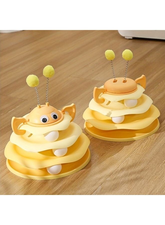 MOWKIT Bee Amusement Disc Ice Cream Cat Teasing Device, a Self-Entertaining Toy for Cats (Accessories Include Ears of Varying Lengths, Ears Are Sent Randomly), Without Battery - Image 2