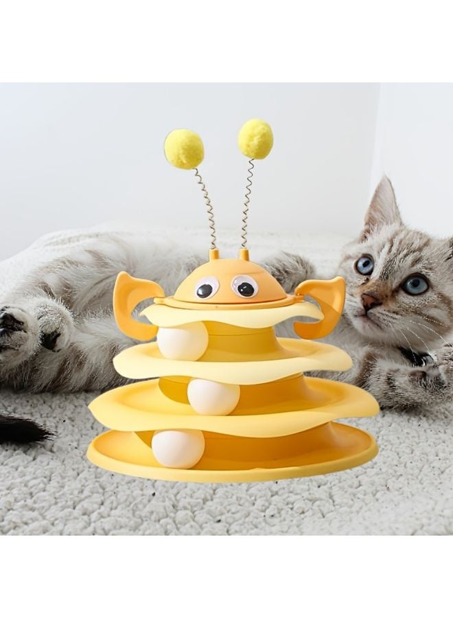 MOWKIT Bee Amusement Disc Ice Cream Cat Teasing Device, a Self-Entertaining Toy for Cats (Accessories Include Ears of Varying Lengths, Ears Are Sent Randomly), Without Battery - Image 4