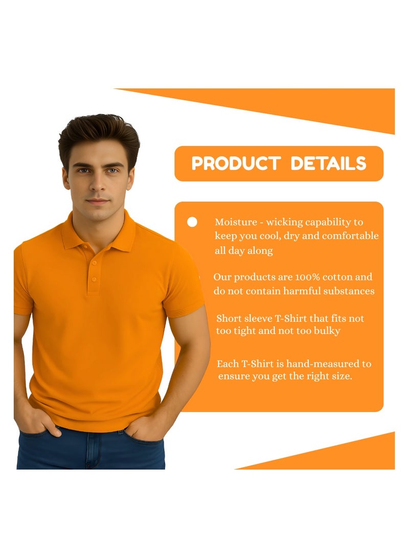 PRINTSHOP4ME Basic Adult Unisex Polo Short Sleeve Tshirt 220 Gsm Orange - Image 4