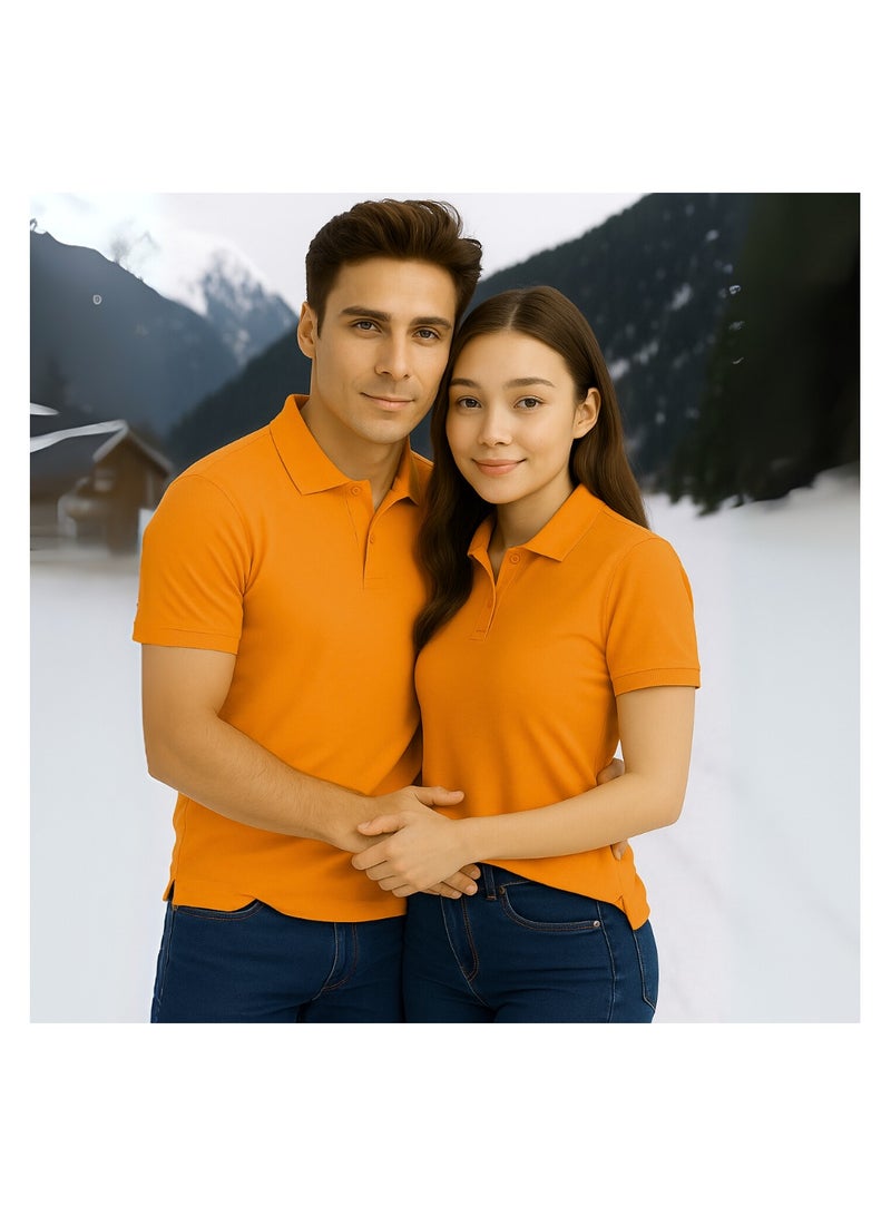 PRINTSHOP4ME Basic Adult Unisex Polo Short Sleeve Tshirt 220 Gsm Orange - Image 3