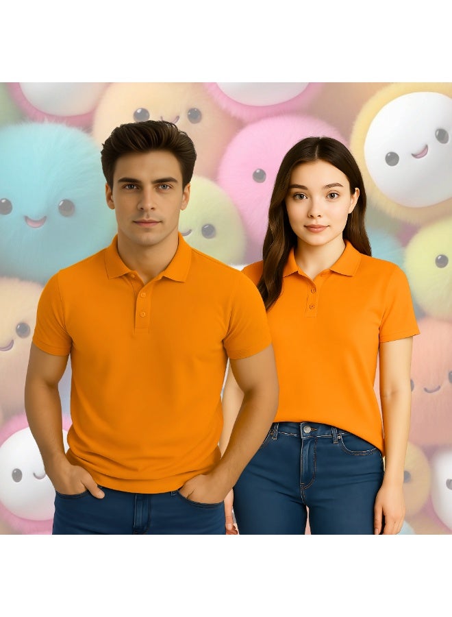 PRINTSHOP4ME Basic Adult Unisex Polo Short Sleeve Tshirt 220 Gsm Orange - Image 5