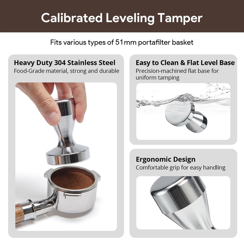 symtype Espresso Accessories Kit 51mm Tamper: Espresso Tamper Set, Coffee Tamper Espresso Tools with WDT Tool, Puck Screen, Dosing Funnel | Espresso Kit Espresso Machine Accessories Fit 51mm Portafilters - Image 2