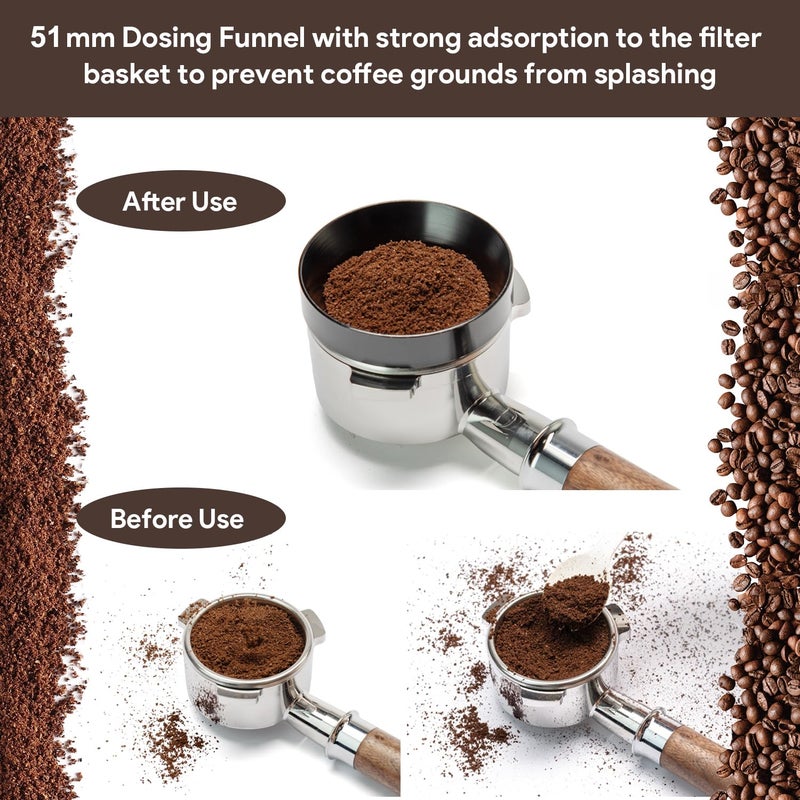 symtype Espresso Accessories Kit 51mm Tamper: Espresso Tamper Set, Coffee Tamper Espresso Tools with WDT Tool, Puck Screen, Dosing Funnel | Espresso Kit Espresso Machine Accessories Fit 51mm Portafilters - Image 5