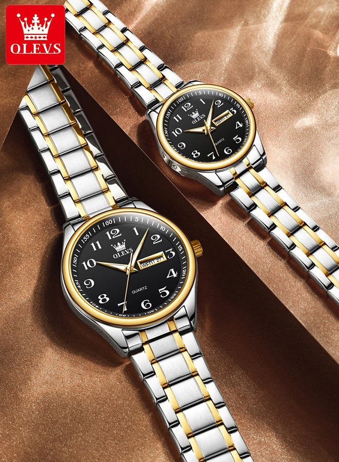 Watch For Couple Men's and Women's Watch Top Luxury Stainless steel Quartz Couple Set Pair Wrist Watch Fashion Business Calendar Waterproof Watch Men's Watches Women Watches - Image 4