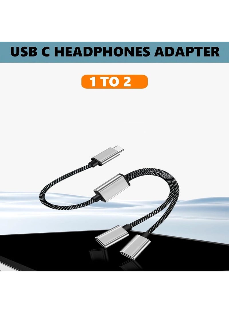 Luckam محول مزدوج USB C، محول سماعات وشحن USB Type C 2 في 1، كابل دنجلي صوتي لـ i-Phone 16/15، Pi-xel 9/8، Galaxy S25/S24، يدعم المكالمات والموسيقى - Image 5