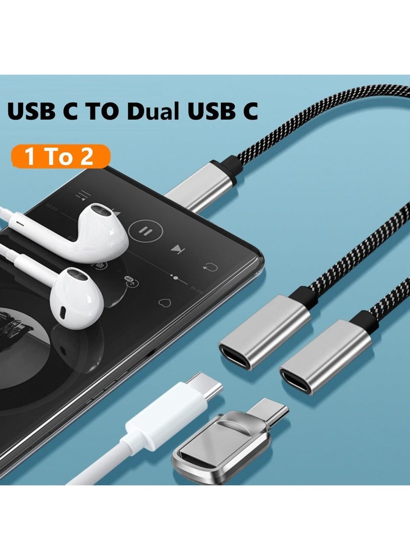 Luckam محول مزدوج USB C، محول سماعات وشحن USB Type C 2 في 1، كابل دنجلي صوتي لـ i-Phone 16/15، Pi-xel 9/8، Galaxy S25/S24، يدعم المكالمات والموسيقى - Image 4