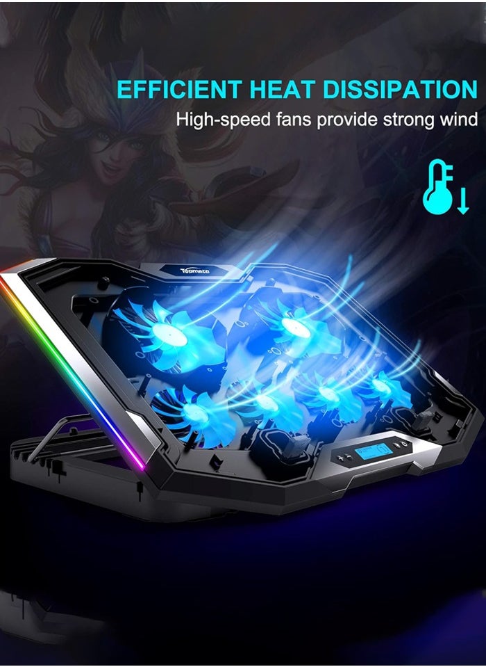 ICE COOREL Laptop Fan,K10 Laptop Cooling Pad,RGB Gaming Notebook Cooler Laptop Fan Stand Adjustable Height with 8 Quiet Fans and Phone Holder,Suit for 12.1-17.3 Inch Laptops  - Image 2
