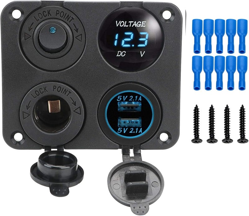 Wivplex 12V 4 In 1 Car Charger with Dual USB and Voltmeter - Image 1