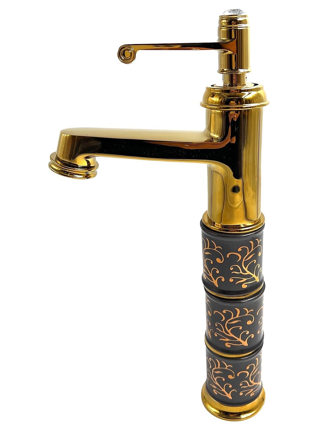 24x7 eMall - 24x7 eMall Brass Black Gold Basin Mixer Hot and Cold Basin Tap Faucet Sink Mixer Golden Colour Aura Florina Tall Body 12 Inches - Image 1