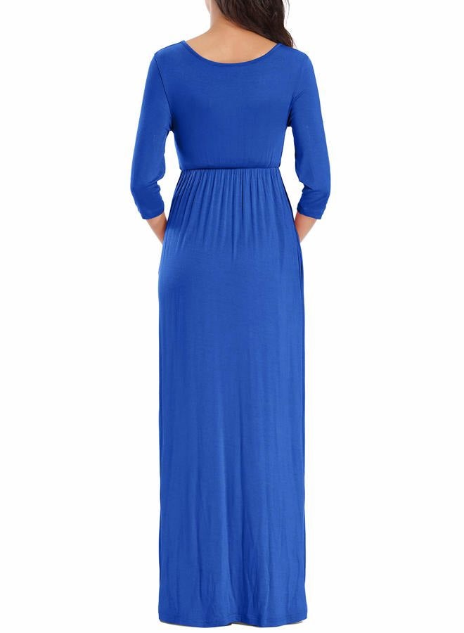 KIM S Maternity Dress Summer Photoshoot Maternity Photoshoot Baby Shower Wrap Nursing Long Wedding Guest 2024 (Royal Blue L) - Image 5