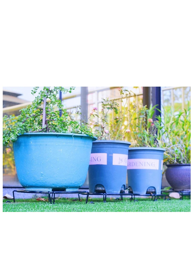 SYOSI Metal Potted Plant Stand, Indoor Iron Flowerpot Holder, Rustproof Durable Metal Garden Container, Outdoor Decorative Round Supports for Garden Home Planter Decoration (Black 2pcs) - Image 4
