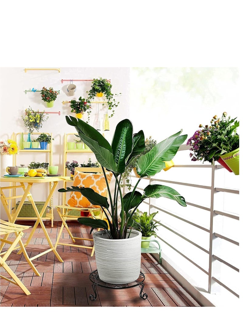 SYOSI Metal Potted Plant Stand, Indoor Iron Flowerpot Holder, Rustproof Durable Metal Garden Container, Outdoor Decorative Round Supports for Garden Home Planter Decoration (Black 2pcs) - Image 2