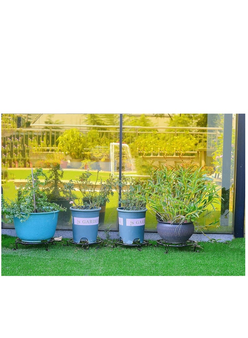 SYOSI Metal Potted Plant Stand, Indoor Iron Flowerpot Holder, Rustproof Durable Metal Garden Container, Outdoor Decorative Round Supports for Garden Home Planter Decoration (Black 2pcs) - Image 3