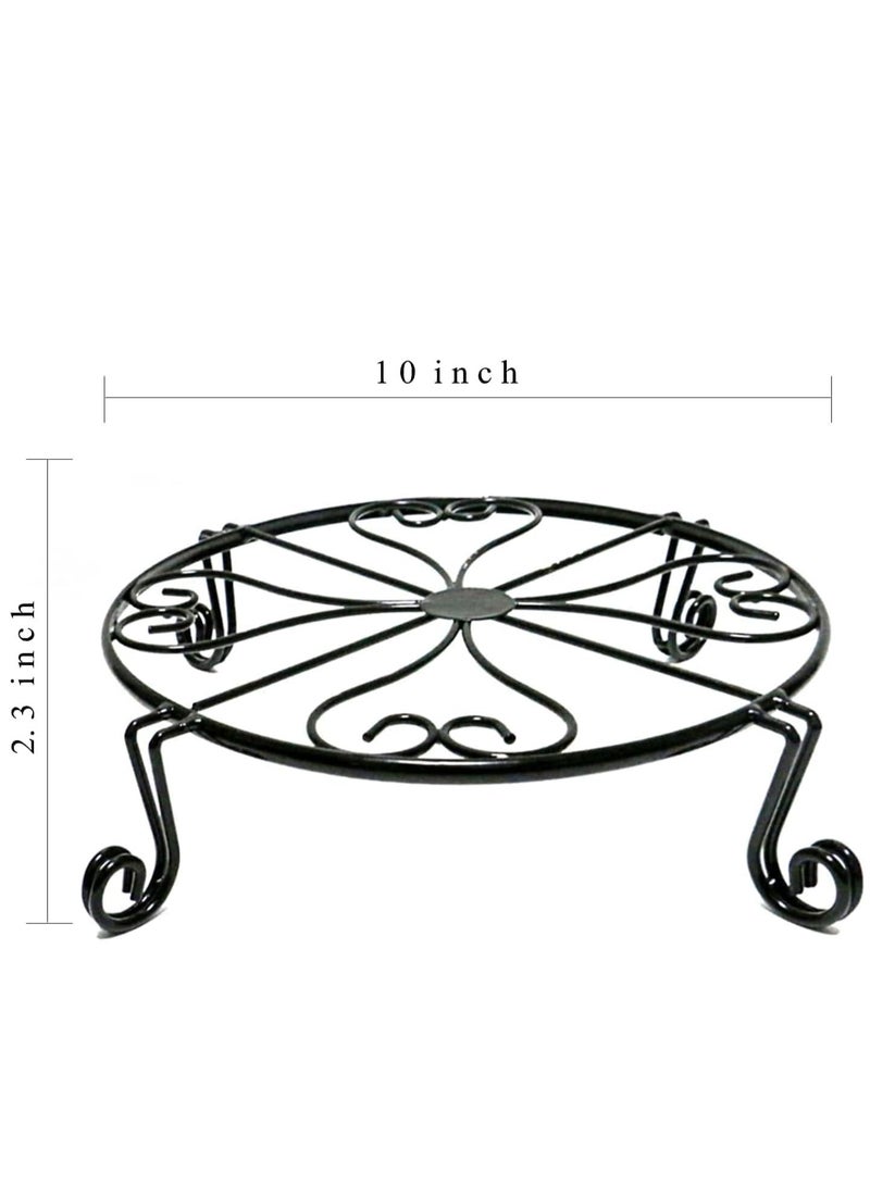 SYOSI Metal Potted Plant Stand, Indoor Iron Flowerpot Holder, Rustproof Durable Metal Garden Container, Outdoor Decorative Round Supports for Garden Home Planter Decoration (Black 2pcs) - Image 5