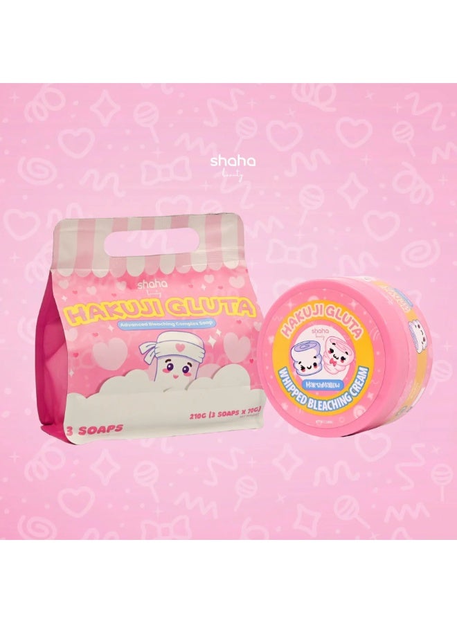 Shaha beauty HAKUJI GLUTA Advanced Bleaching Complex soap 3soaps 210g(3soapsx70g)+HAKUJI GLUTA SHAHA WHIPPED BLEACHING CREAM ML200 - Image 3