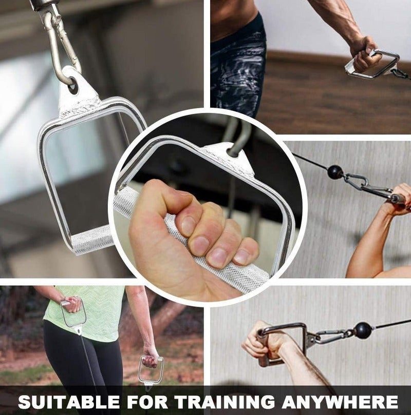DNC Double D Handle Cable Attachment for Cable Machine, Heavy-Duty Steel Row Handle with Rubber Grips, Pull Down and Seated Row Exercise Handle, Gym Cable Accessories for Strength Training and Muscle Building - Image 4