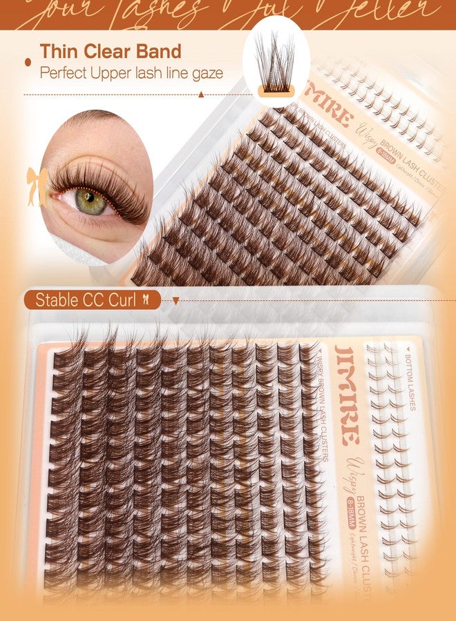 JIMIRE Brown Lash Clusters Wispy Lash Extensions Natural Eyelash Clusters with Bottom Lash Clusters 8-18MM Soft Fluffy Cluster Eyelash Extensions 161Pcs Cluster Lashes DIY at Home - Image 5