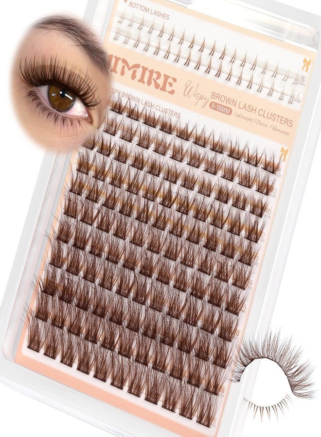 JIMIRE Brown Lash Clusters Wispy Lash Extensions Natural Eyelash Clusters with Bottom Lash Clusters 8-18MM Soft Fluffy Cluster Eyelash Extensions 161Pcs Cluster Lashes DIY at Home - Image 1