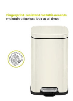 EKO STELLA SERIES | Brushed Stainless Steel Finish | Soft-Closing | Fingerprint-Resistant | Premium Pedal Trash Bin | Multiple Sizes ( 6 - 12 L) To Suit Different Places | 6 Liters | Beige  - Image 4