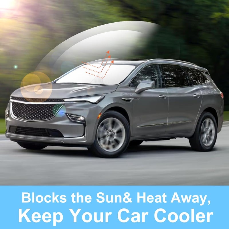 TINGLU Sun Shade for Buick Enclave 2018-2024 Accessories Windshield Sun Shade Window Shade UV Rays Protection Sun Visor Cover with Steering Wheel Sunshade Storage Bag - Image 5