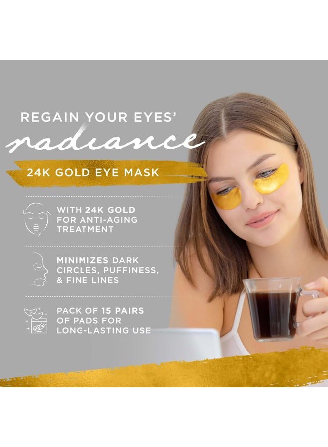 dermoland Under Eye Gel Pads, Collagen Eye Patches for Puffy Eyes, Dark Circles, and Wrinkles, 24K Gold Eye Mask with Hyaluronic Acid, Vegan, Cruelty-Free, Hydrating Eye Pad,15 Pairs - Image 2