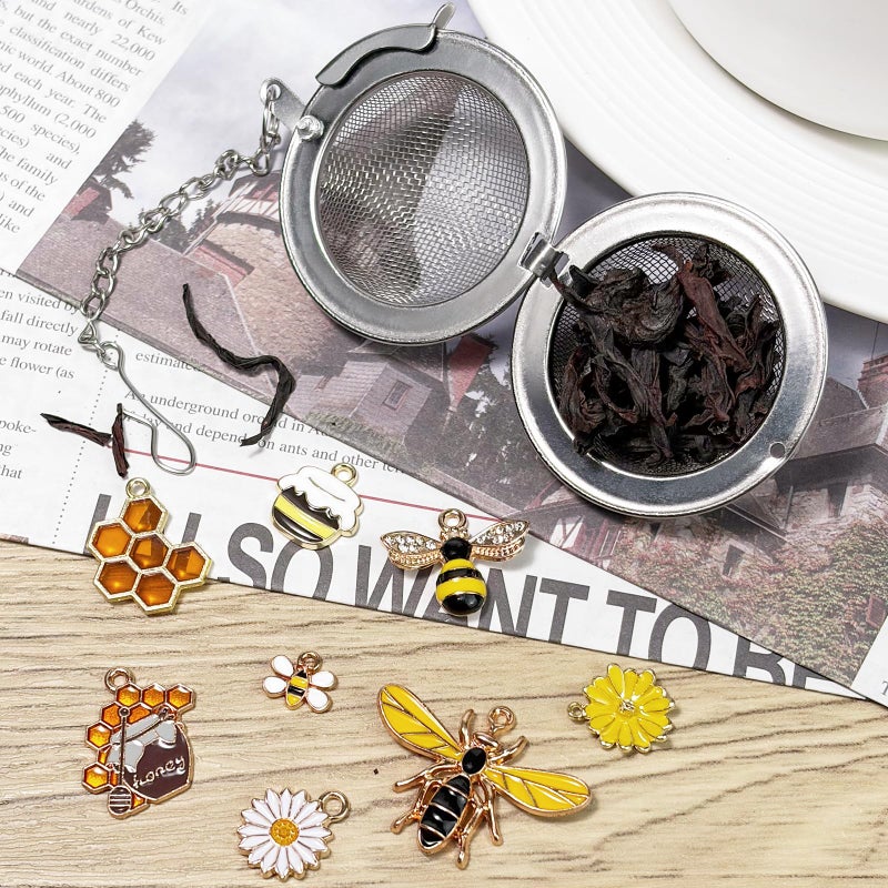 YOIYINI 8Pcs Tea Ball,2.1 inch Tea Infuser for Loose Leaf Tea,Teas Strainer with Honey Bee Set Pendant,Loose Leaf Teas Steeper for Flavoring Herbal Spices and Seasonings - Image 4