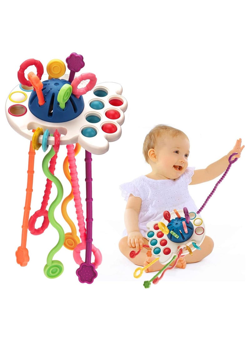 YelaJoy بيبي مونتيسوري لعمر 18 شهرًا فما فوق، الدفع والسحب الحسي للطفل، عضاضة لأنشطة التعلم المبكر للأطفال الصغار من سن 1 إلى 3 سنوات، هدية للمهارات الحركية الدقيقة للأطفال الرضع - Image 1