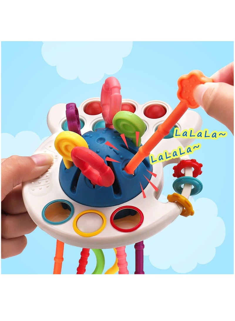 YelaJoy بيبي مونتيسوري لعمر 18 شهرًا فما فوق، الدفع والسحب الحسي للطفل، عضاضة لأنشطة التعلم المبكر للأطفال الصغار من سن 1 إلى 3 سنوات، هدية للمهارات الحركية الدقيقة للأطفال الرضع - Image 4