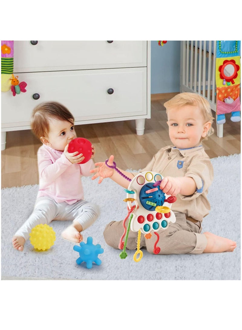 YelaJoy بيبي مونتيسوري لعمر 18 شهرًا فما فوق، الدفع والسحب الحسي للطفل، عضاضة لأنشطة التعلم المبكر للأطفال الصغار من سن 1 إلى 3 سنوات، هدية للمهارات الحركية الدقيقة للأطفال الرضع - Image 2