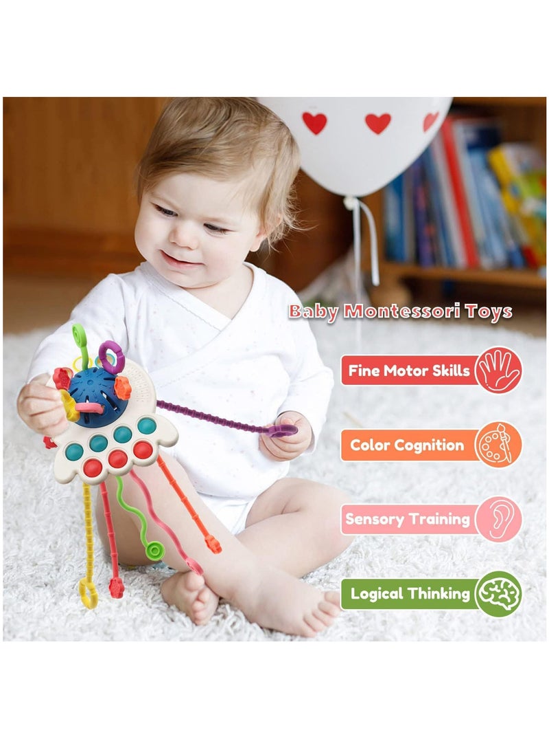 YelaJoy بيبي مونتيسوري لعمر 18 شهرًا فما فوق، الدفع والسحب الحسي للطفل، عضاضة لأنشطة التعلم المبكر للأطفال الصغار من سن 1 إلى 3 سنوات، هدية للمهارات الحركية الدقيقة للأطفال الرضع - Image 3