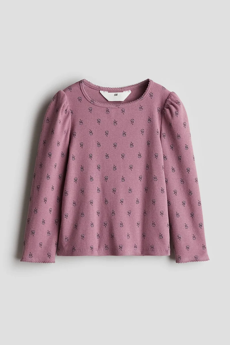 اتش اند ام Picot-Trimmed Jersey Top