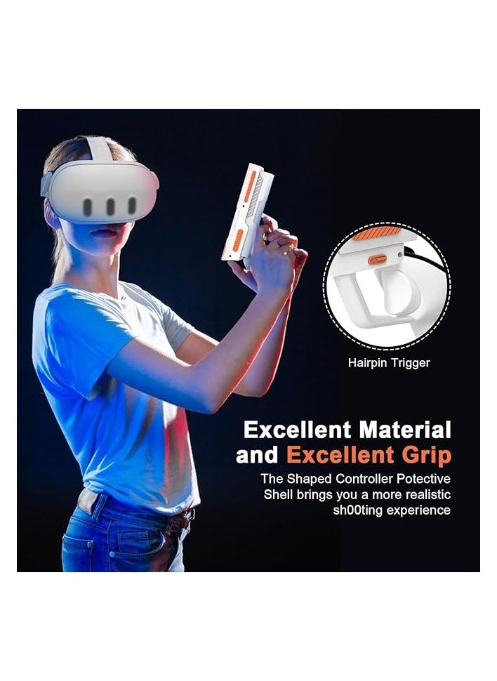 PROMASS - VR G-un Stock Cover for Quest 3 Controllers, Comfortable Silicone Anti Slip Handle Shell Case Protector, Weighted Hard Grips Enhanced FPS Games Reality Holding Feels for Oculus Quest3 Controllers - Image 1