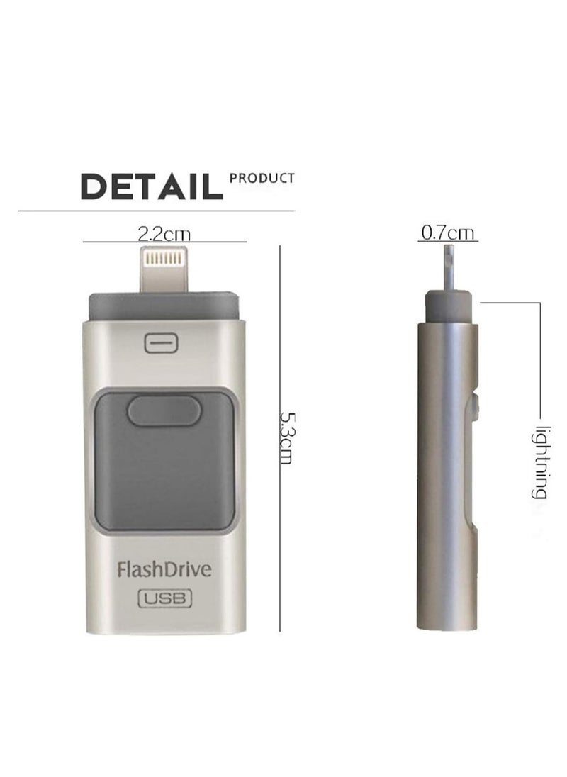 Generic 3-In-1 OTG USB 3.0 Memory Stick Pen Drives for iPhone/iPad/Android/PC (256GB Silver)  - Image 2
