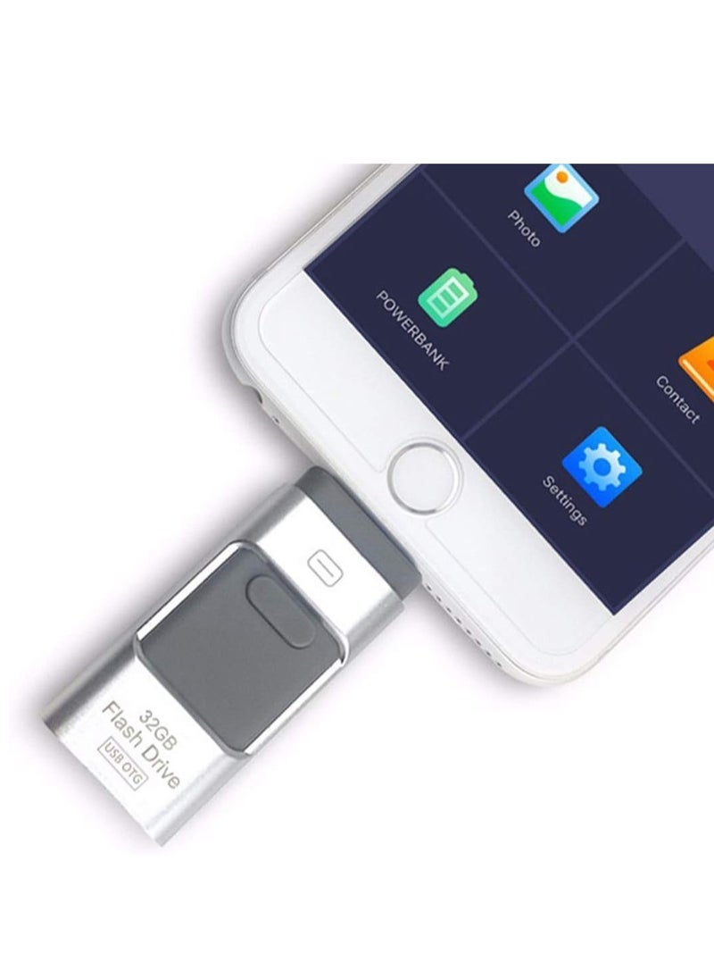 Generic 3-In-1 OTG USB 3.0 Memory Stick Pen Drives for iPhone/iPad/Android/PC (256GB Silver)  - Image 1