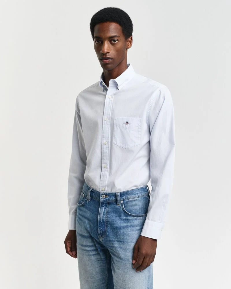 GANT Regular Fit  Classic Short Sleeve  Banker Stripe Poplin Shirt