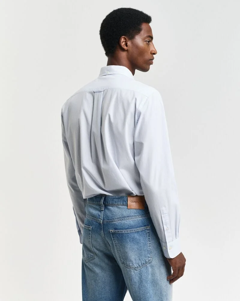 غانت قميص بوبلين كلاسيكي بأكمام قصيرة وخطوط مصرفية بقصة عادية