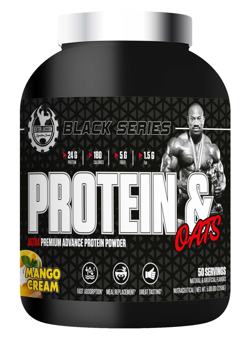 DEXTER JACKSON Black Series Protein Oats – Ultra Premium Advance Protein Powder -Mango Cream (50 Servings) - Image 1