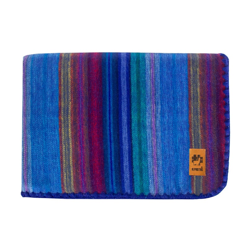 ALPAKITAS Alpaca Wool Blanket Throw  Large Beautiful Warm Stripes  64 x 45 inches  UltraSoft Hypoallergenic and Breathable  NonItchy or Scratchy Blue and Purple