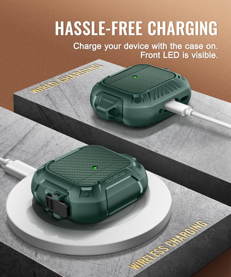 MOBOSI for AirPods 4 Case, Compatible with AirPods 4th Generation Case Cover with Lock&Keychain&Cleaner Kit, Full Body Shockproof Protective Hard Shell (2024), Green - Image 4