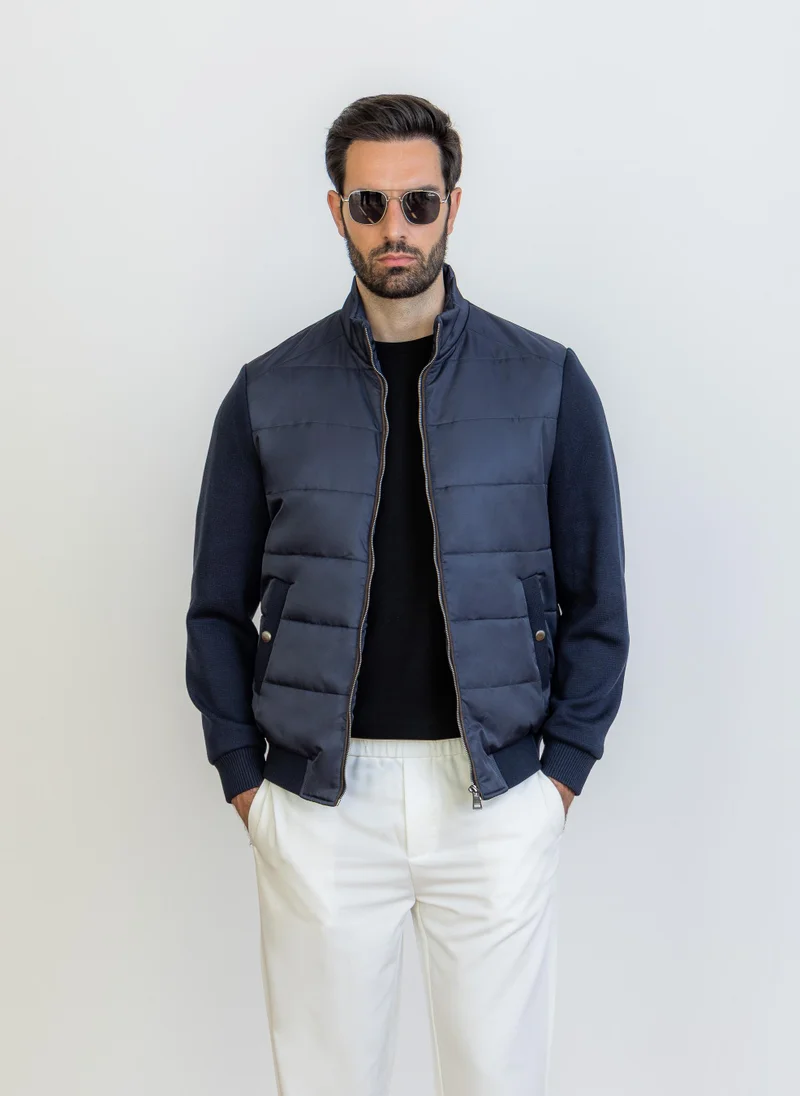 SHAPES DETAIL TEXTURED PUFFER JACKET