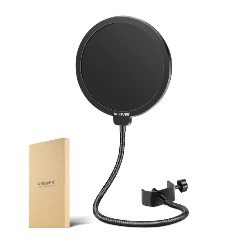 Neewer Professional Microphone Pop Filter Shield Compatible with Blue Yeti and Any Other Microphone Dual Layered Wind Pop Screen With A Flexible 360 Degree Gooseneck Clip Stabilizing Arm - Image 2